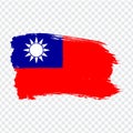 Flag Taiwan from brush strokes. Flag of Taiwan on transparent background for your web site design, logo, app, UI.